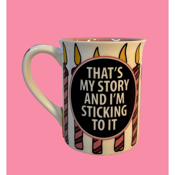 NWT Lorrie Veasey Our Name Is Mud AGELESS GODDESS Pink & White Coffee Mug 16 oz - Picture 3 of 8